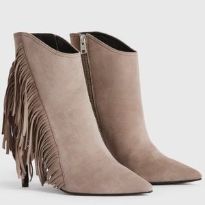 ๐NEW All Saints Izzy Suede Fringe Stiletto Bootie